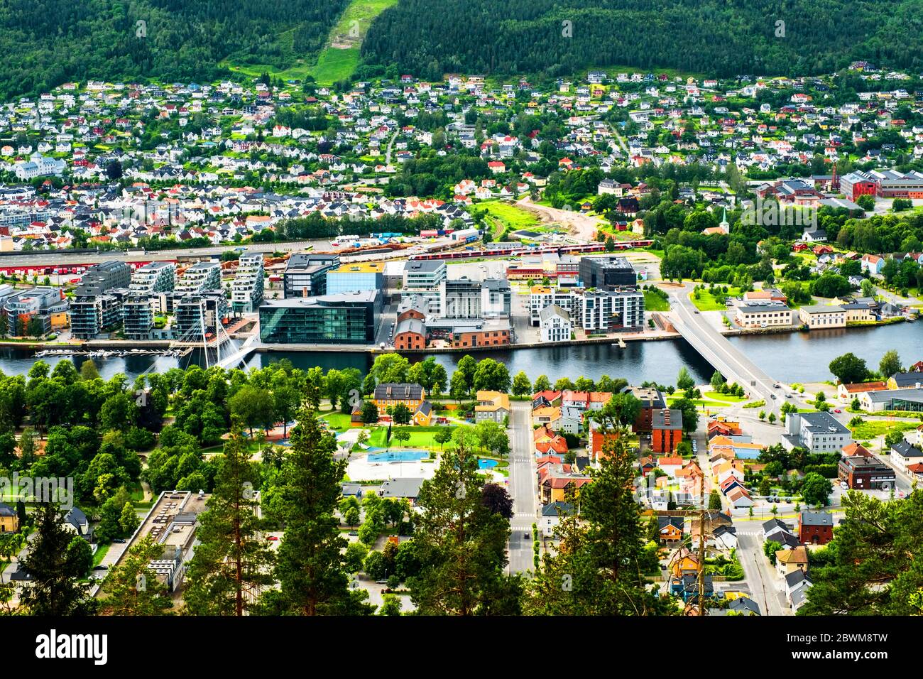 Drammen, Norway. Aerial view of the city center of Drammen, Norway during a  sunny summer day Stock Photo - Alamy
