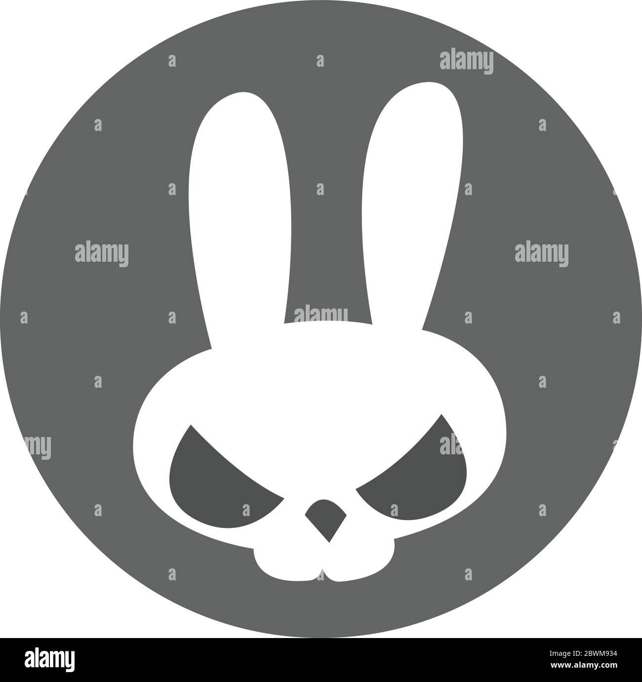 Funny cartoon rabbit skull flat vector illustration Stock Vector