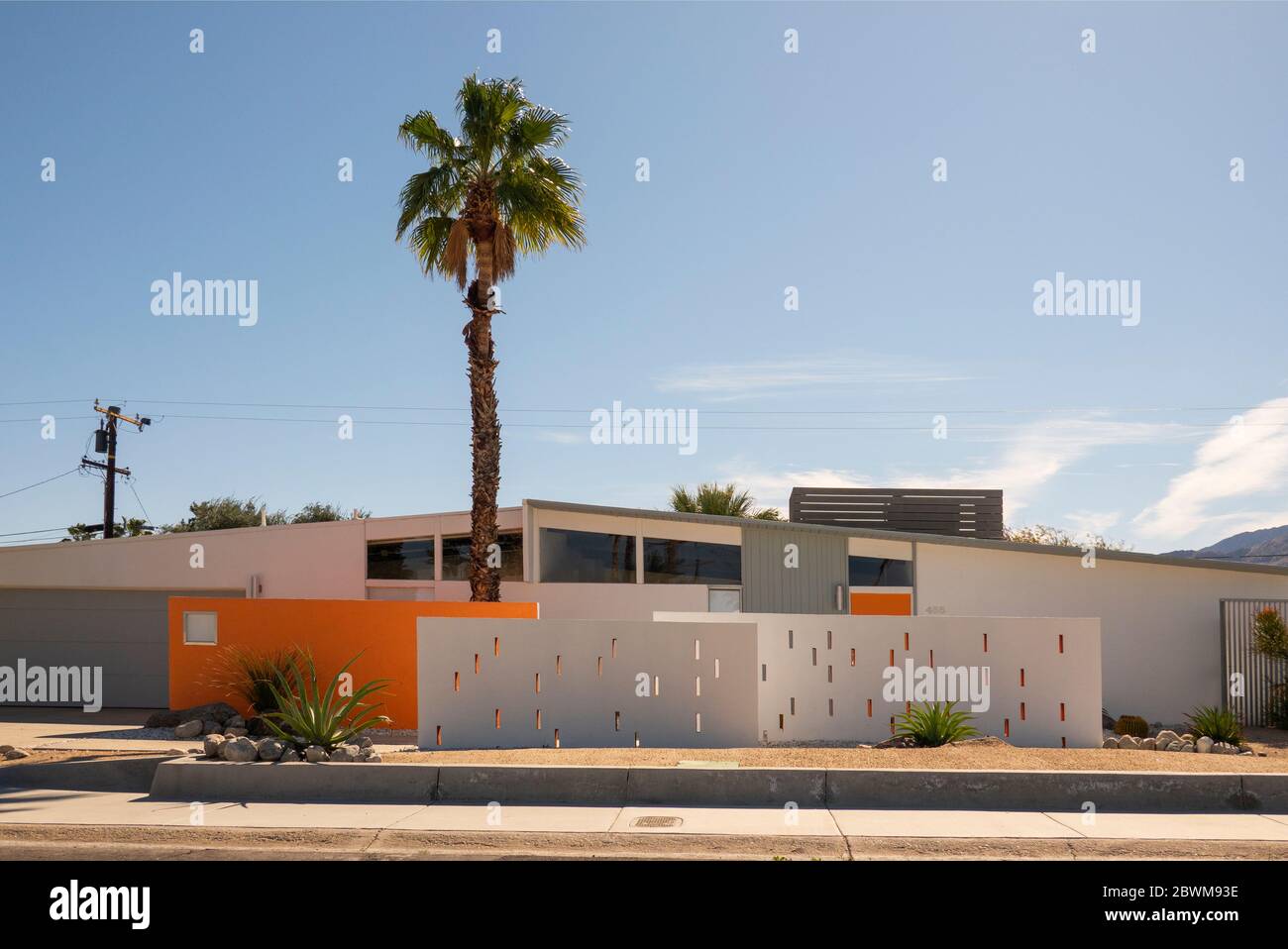 Mid Century Modern homes in Palm Springs CA Stock Photo