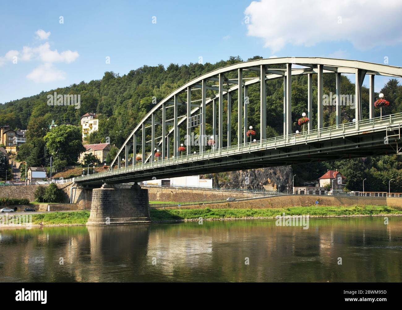 Tyrsuv bridge over Labe river in Decin. Czech Republic Stock Photo