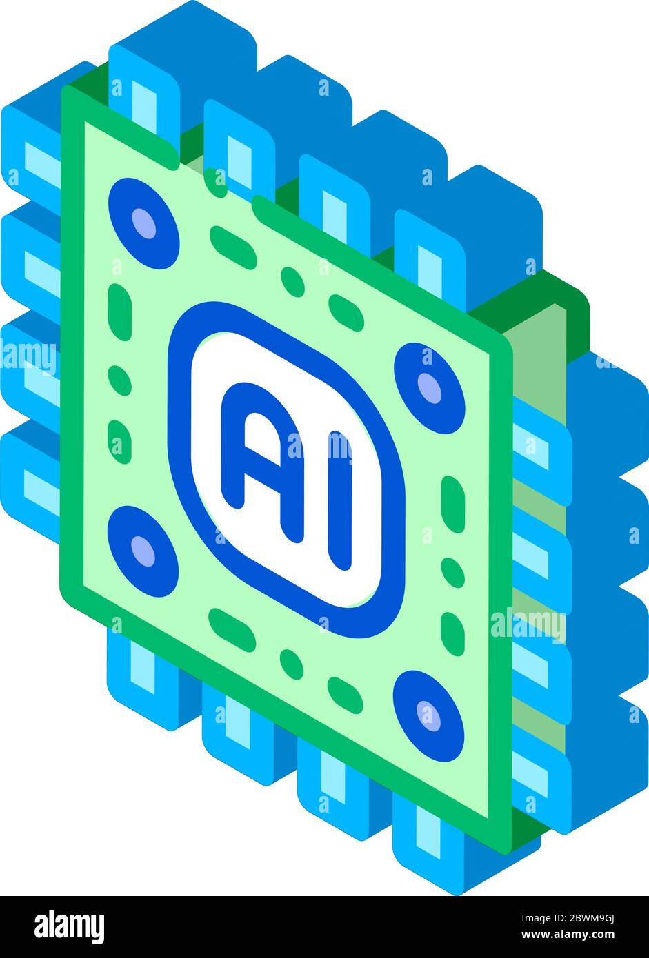 Artificial Intelligence Microchip isometric icon vector illustration Stock Vector