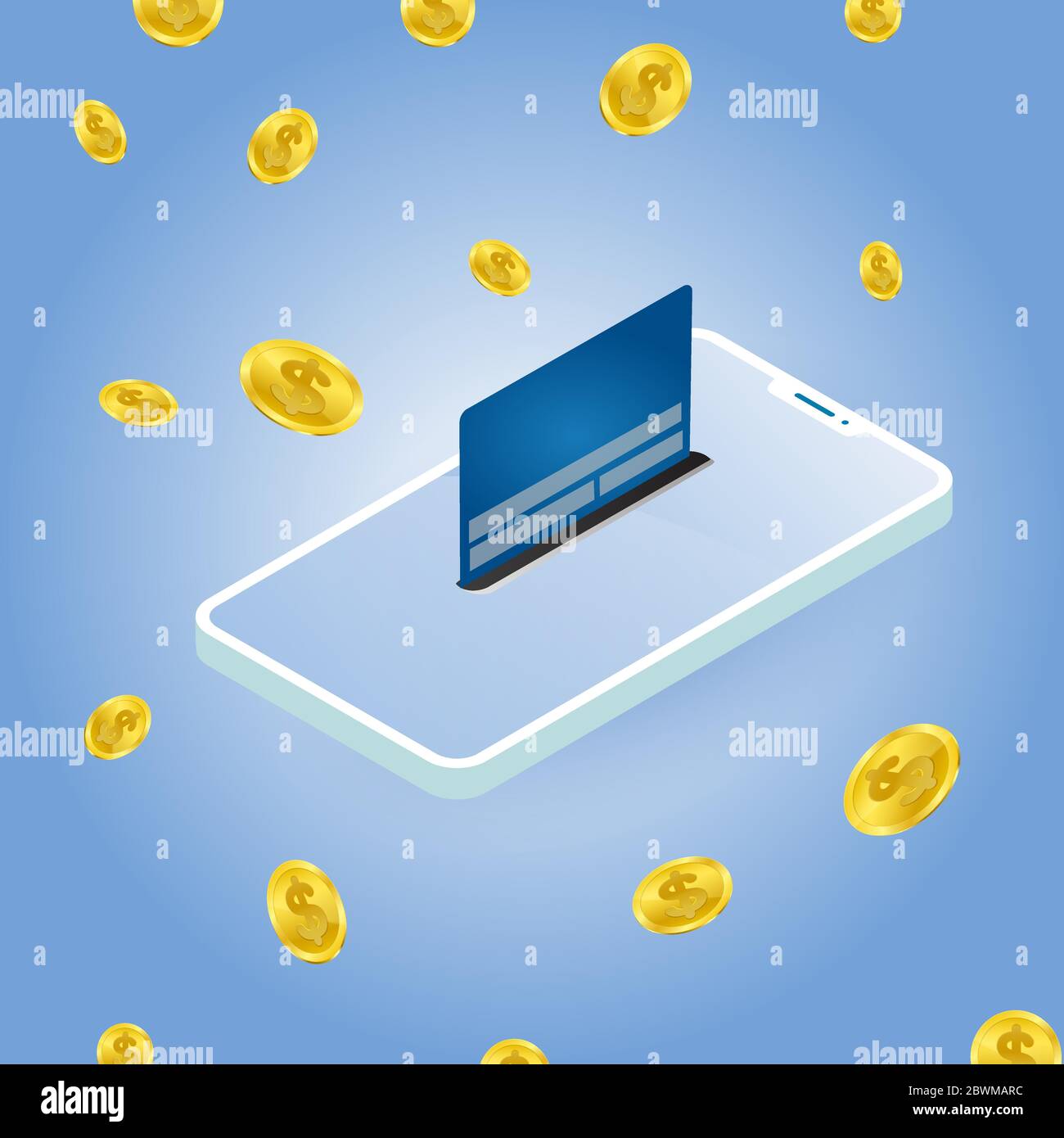 Isometric Vector Illustration Of Mobile Payments Concept Stock Vector ...