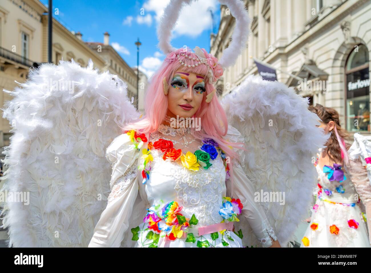 LONDON, ENGLAND - JULY 06: God is Love during Pride In London 2019. Pride In London is the UK’s biggest, most diverse Pride which provides a platform Stock Photo