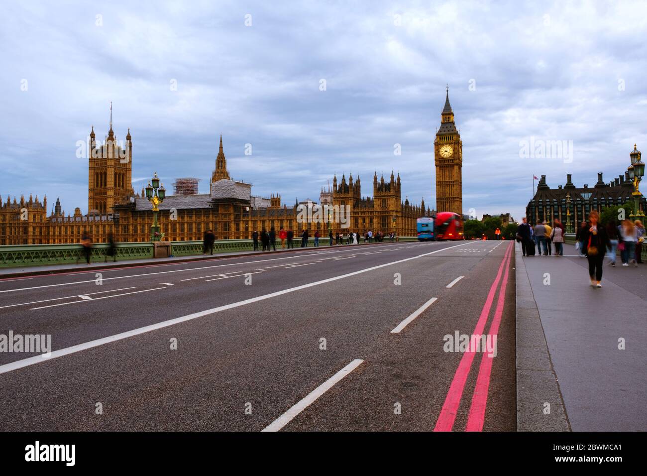 London, UK. Cloudy sky over the city of London, UK. Westminster and Big ...