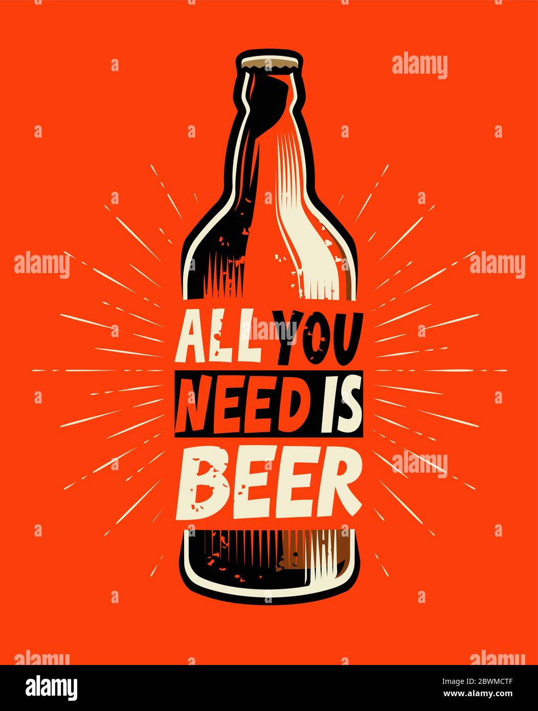 Beer bottle retro. Poster for pub or restaurant vector illustration ...