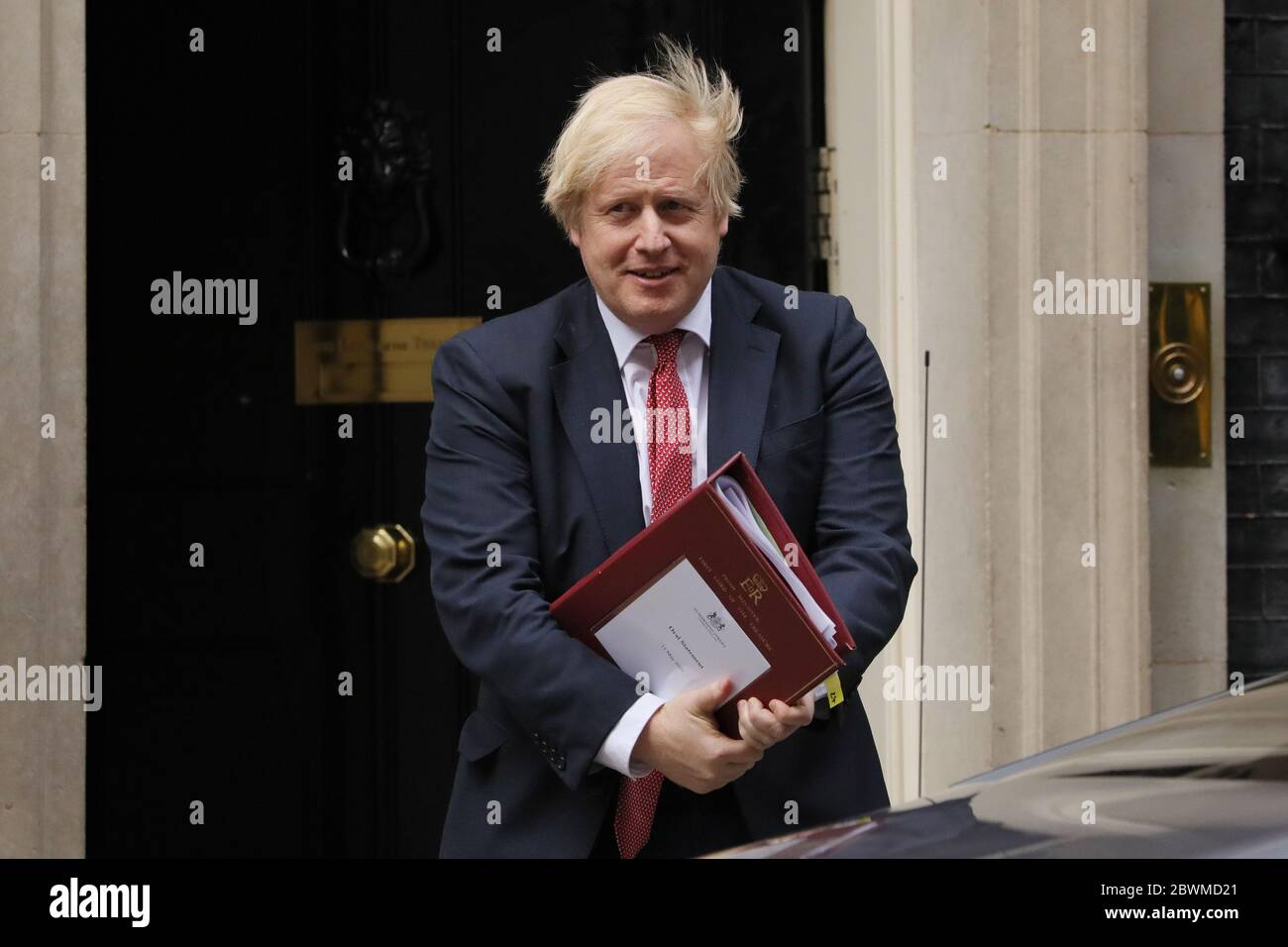 (200602) -- BEIJING, June 2, 2020 (Xinhua) -- British Prime Minister Boris Johnson leaves 10 Downing Street to deliver a statement to the House of Commons in London, Britain, on May 11, 2020. (Photo by Tim Ireland/Xinhua) Stock Photo