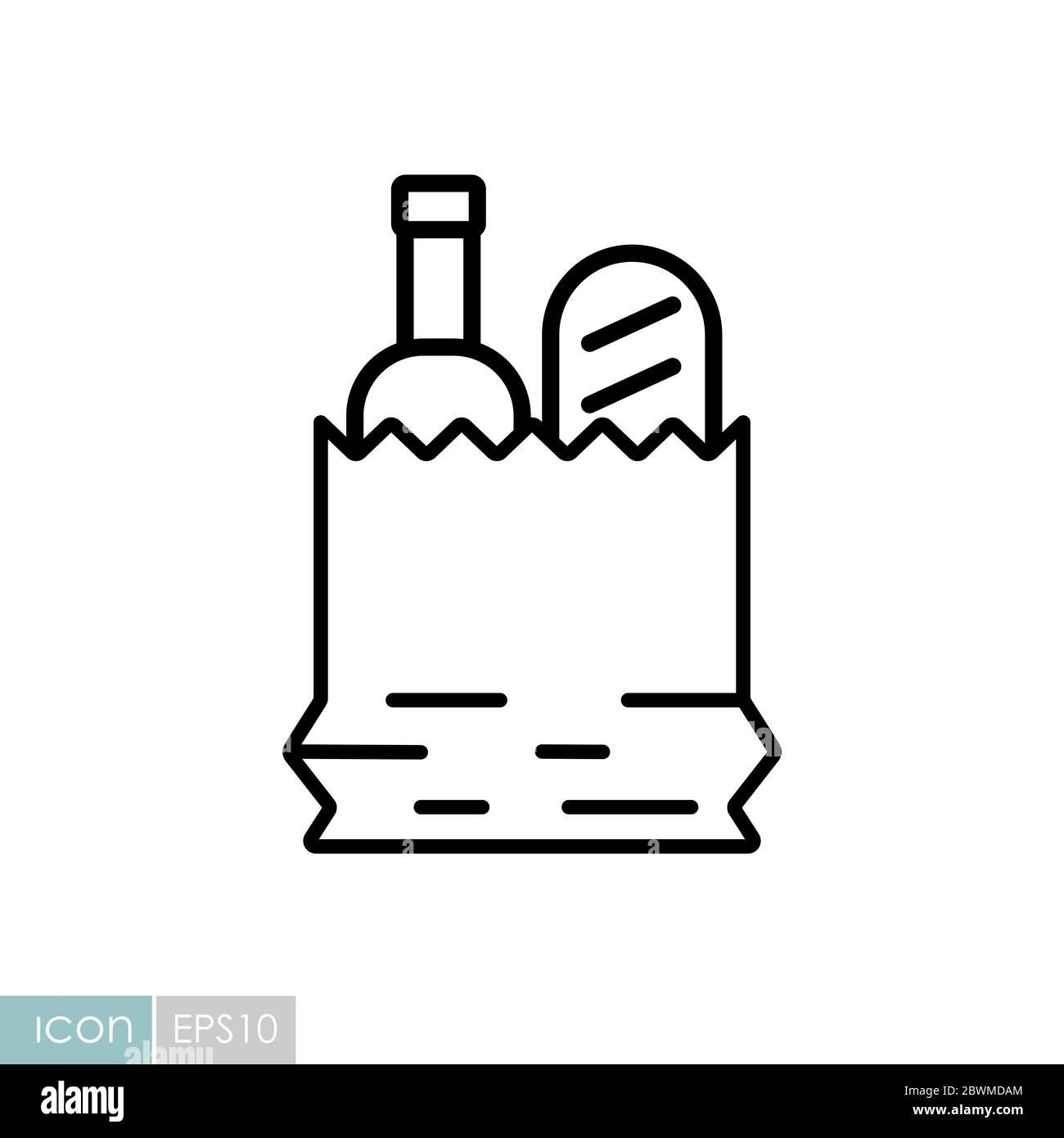 Paper bag with food vector icon Stock Vector