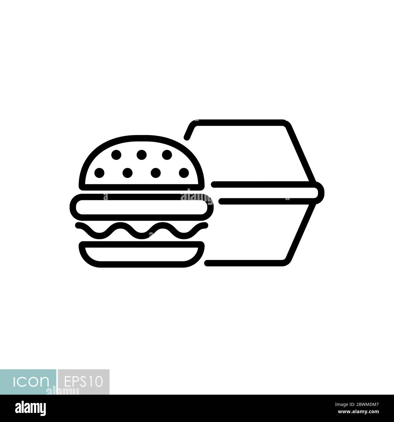 Burger with closed cardboard box vector icon Stock Vector