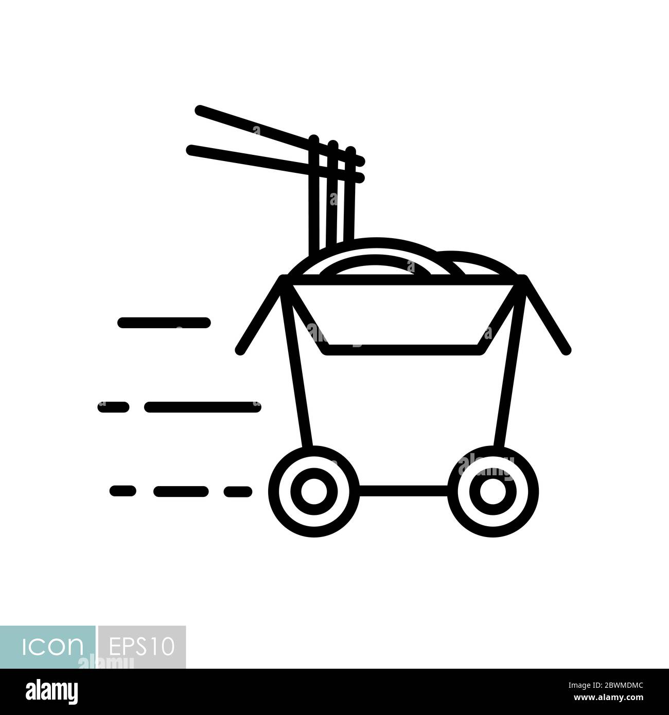 Wheeled wok box vector icon Stock Vector