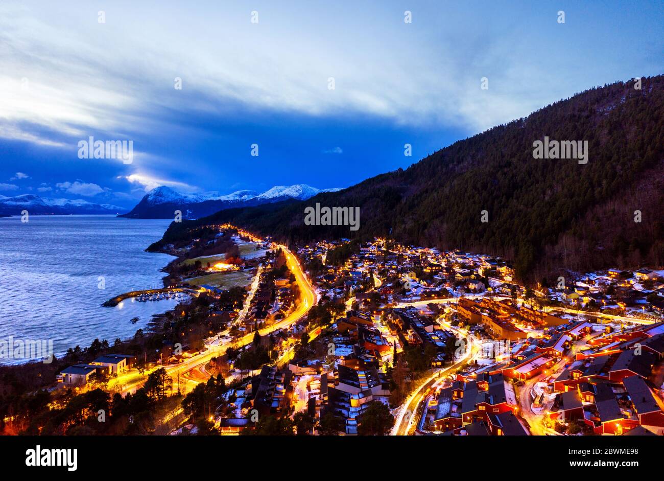 Molde, Norway. Aerial view of residential area in Molde, Norway at
