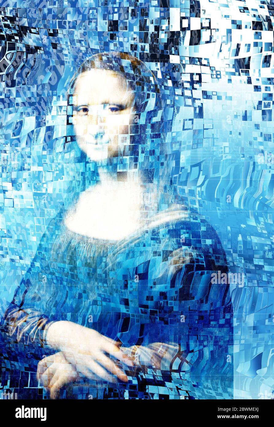 Mona Lisa of Leonardo da Vinci modified with a pattern computer effect Stock Photo