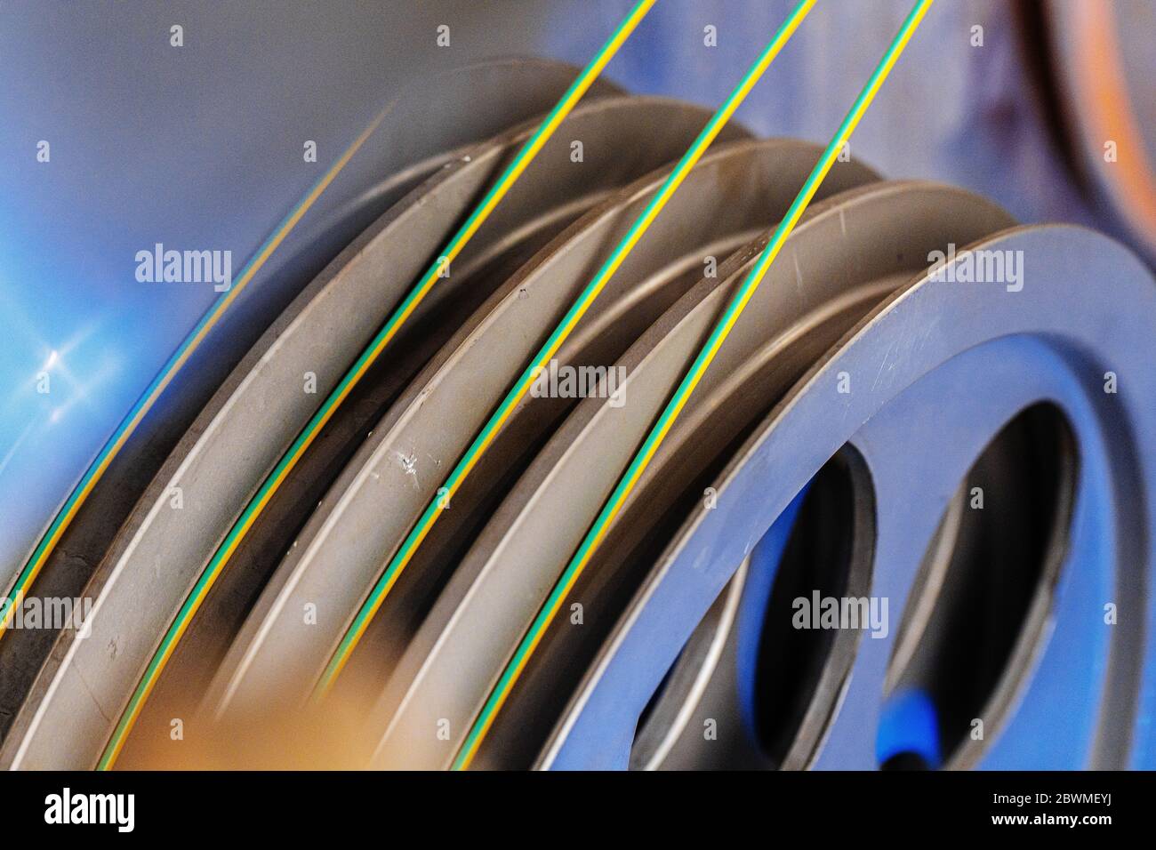 Close up of cable wire production in cable factory Stock Photo - Alamy