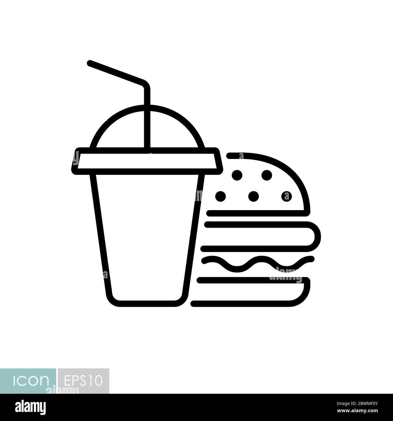 Burger with soft drink vector icon Stock Vector