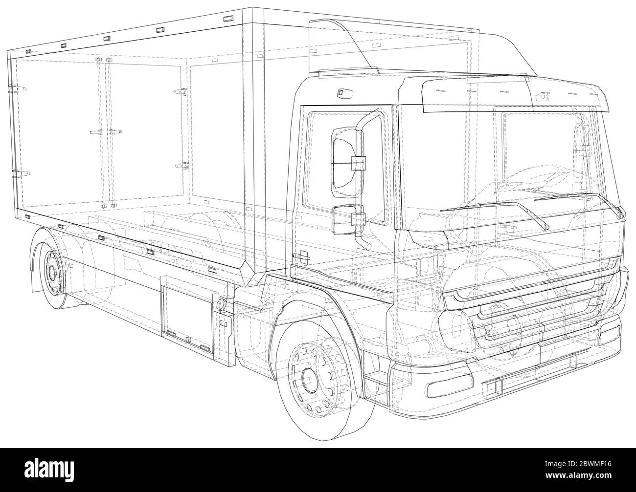 Commercial cargo van vector. Isolated Wire-frame Truck freight. Wire ...