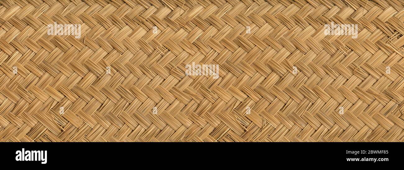 Woven light bamboo mat texture background banner Stock Photo - Alamy