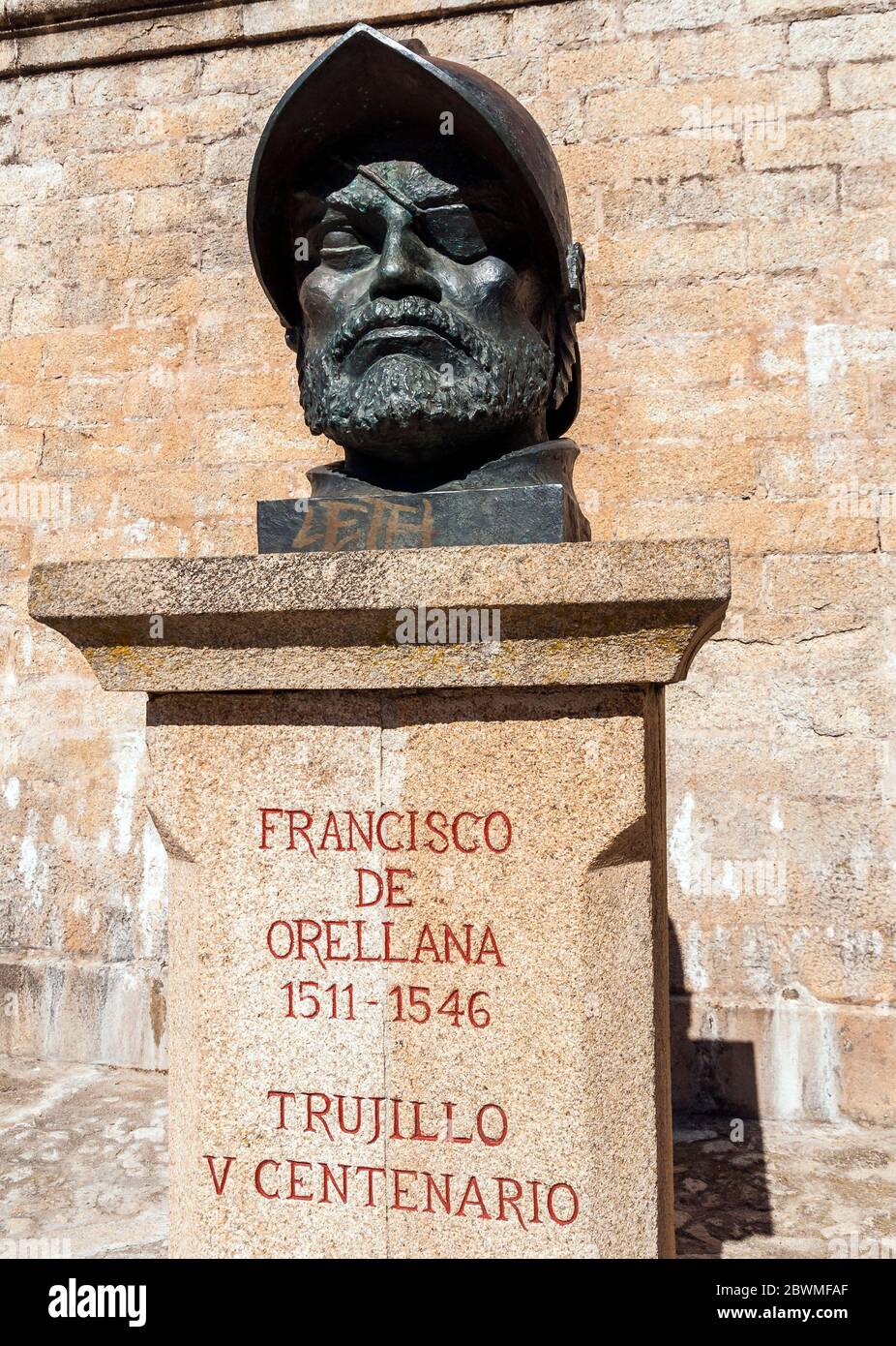 Monumento a Francisco de Orellana. Trujillo. Cáceres. Extremadura. España Stock Photo
