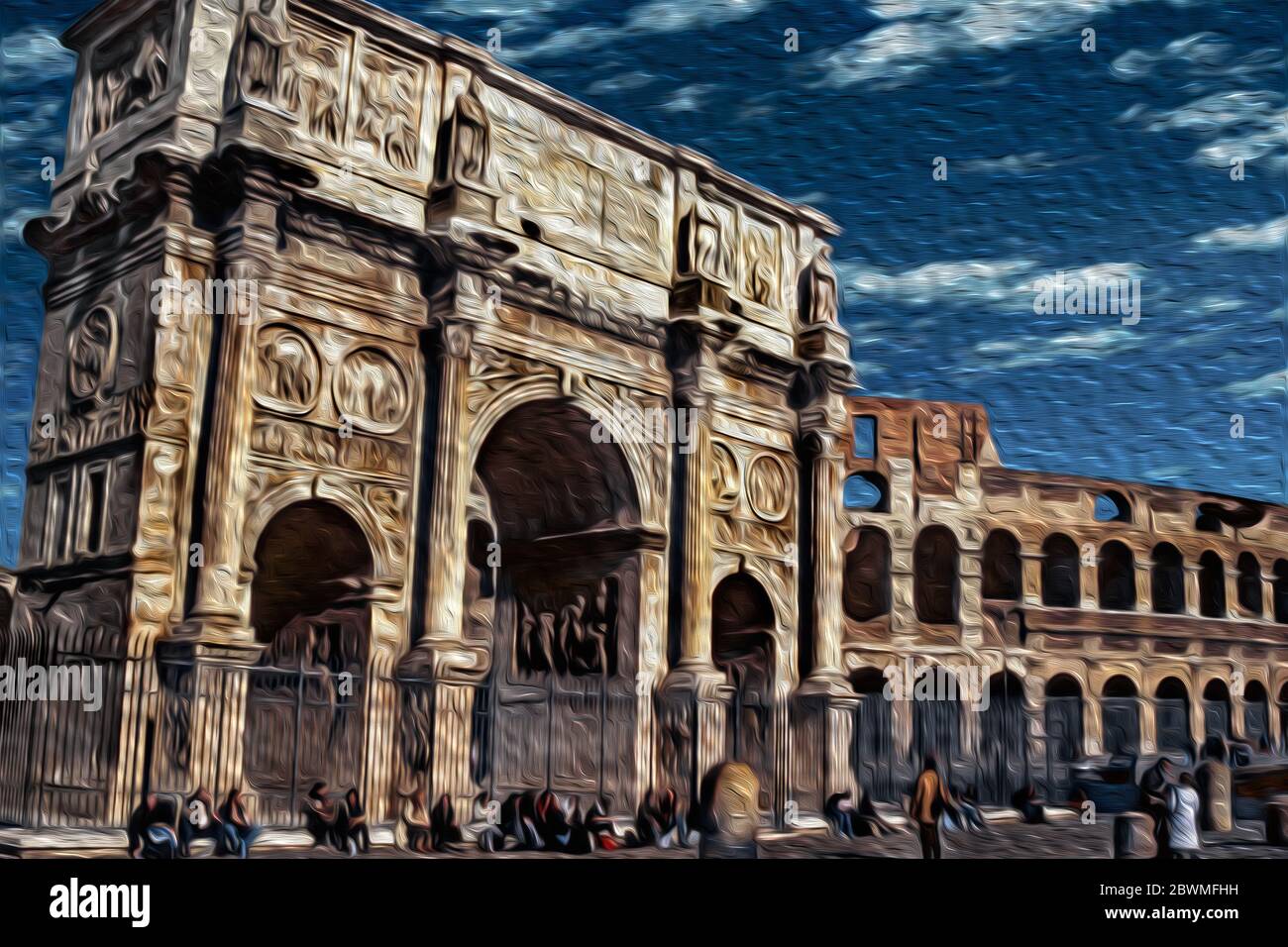 Arch of Constantine, a triumphal marble structure beside the Colosseum ...