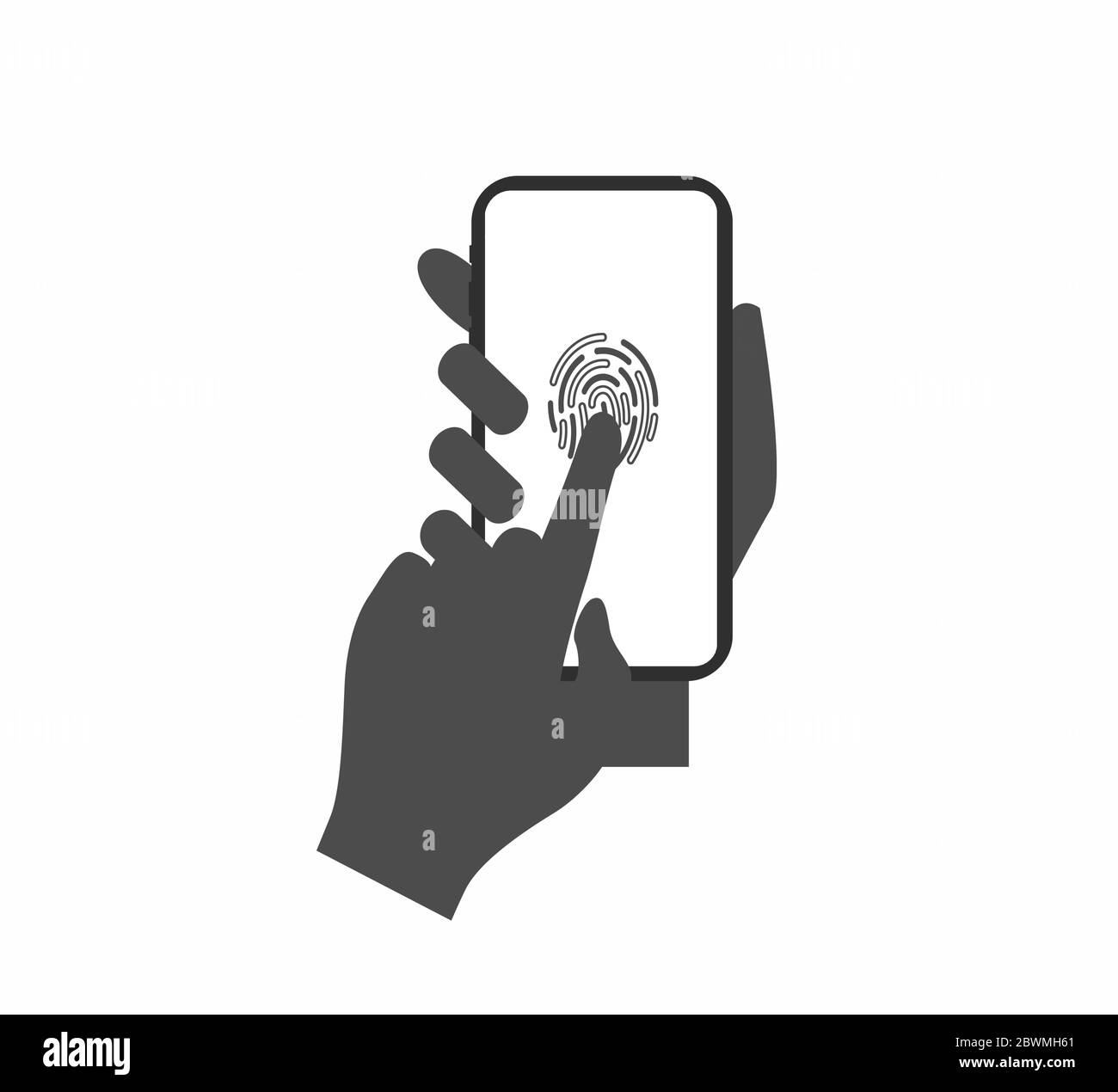 smartphone and fingerprint screen unlock, vector icon Stock Vector