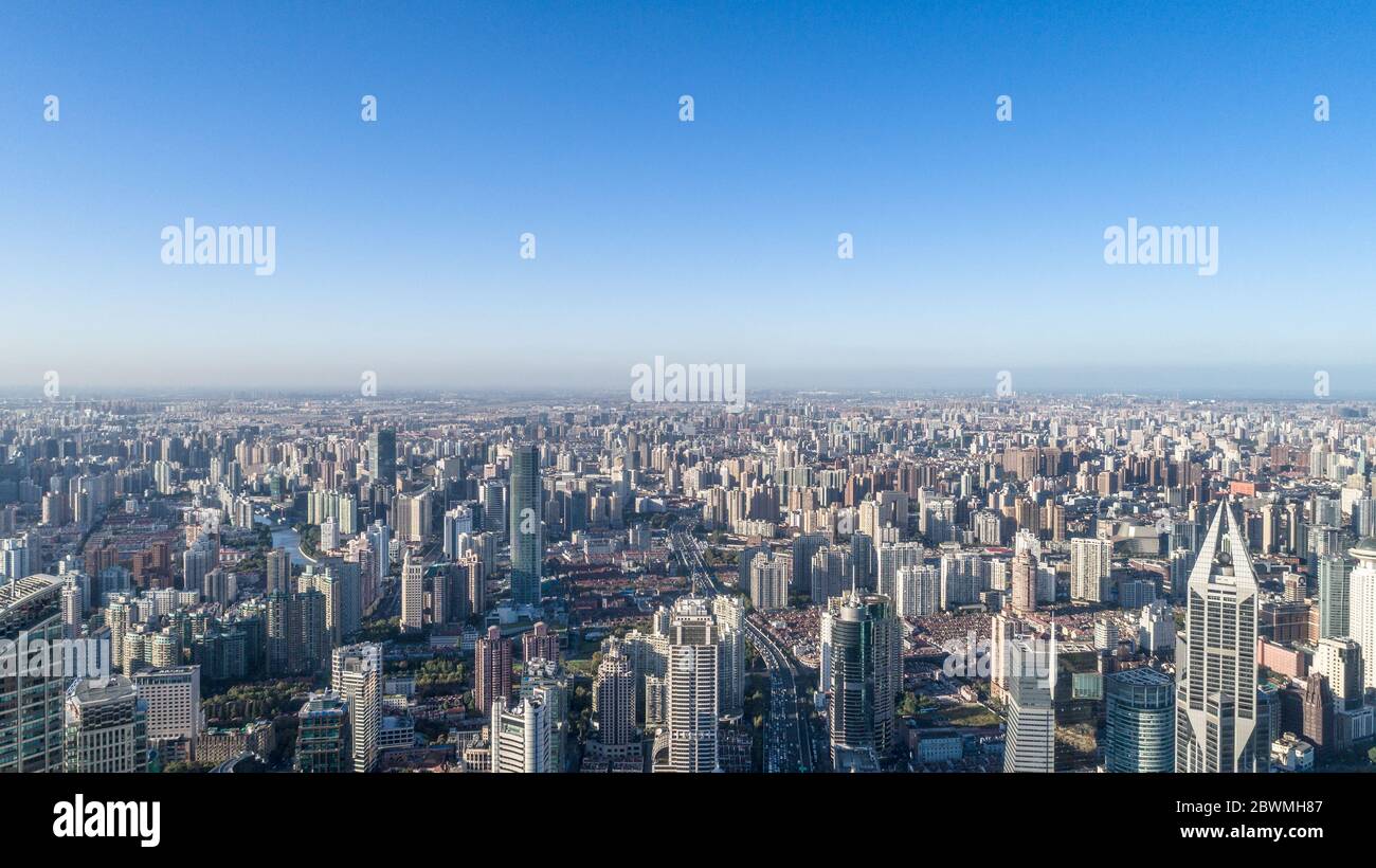 Aerial View of Shanghai city in a sunny day Stock Photo - Alamy