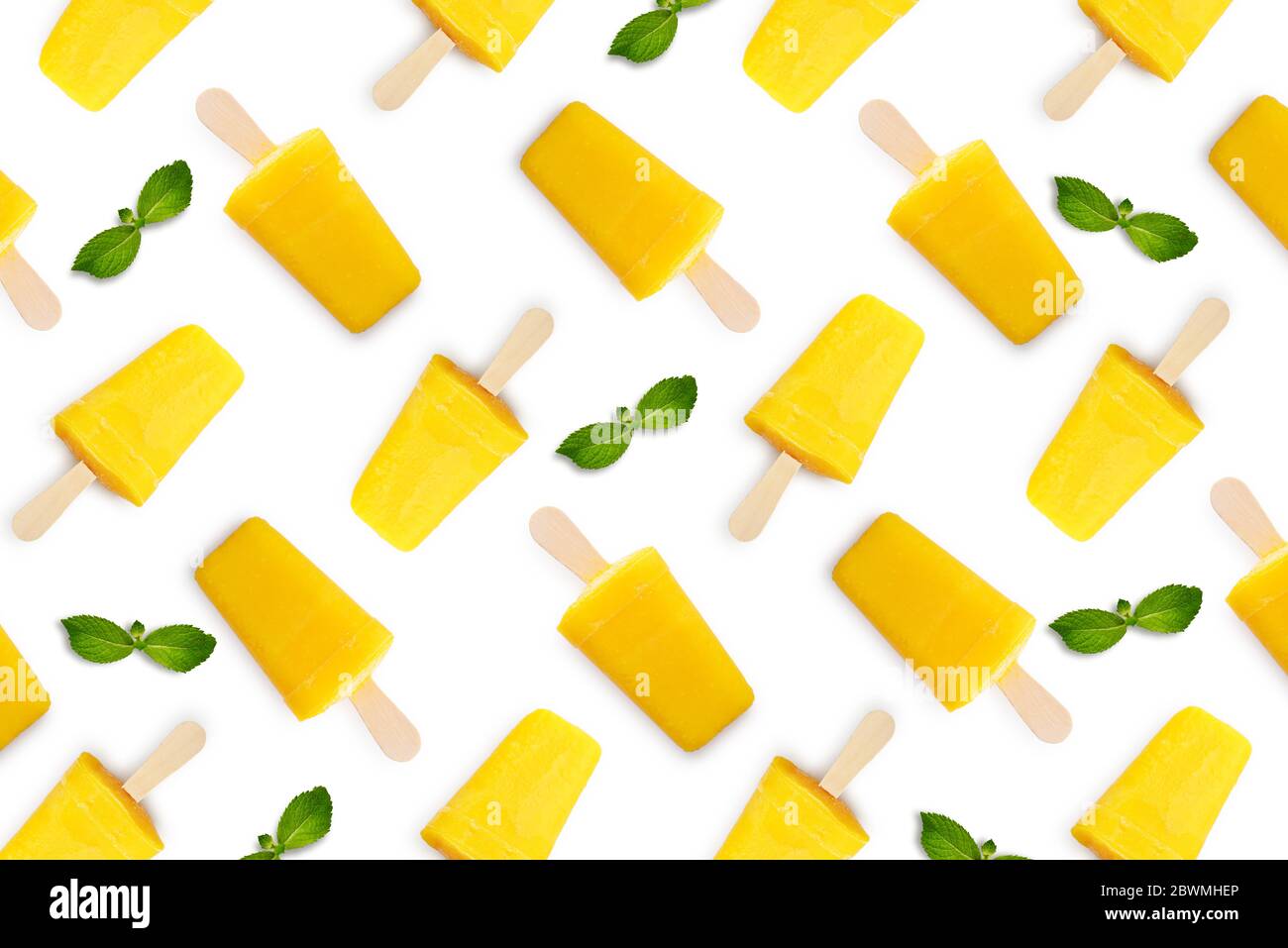 Pattern from mango popsicle isolated on white background Stock Photo