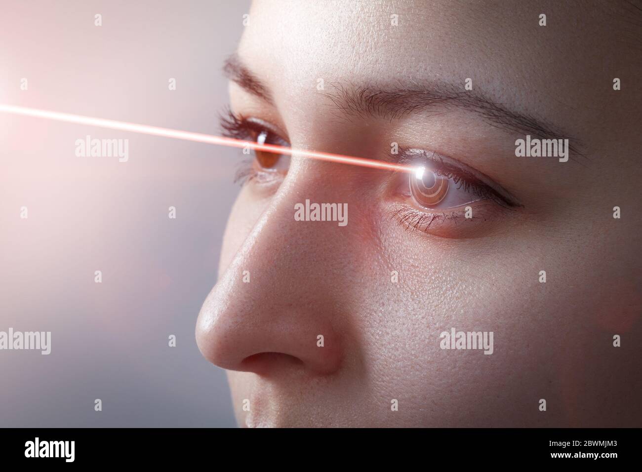 Laser vision correction. Woman's eye. Human eye. Woman eye with laser correction. Eyesight