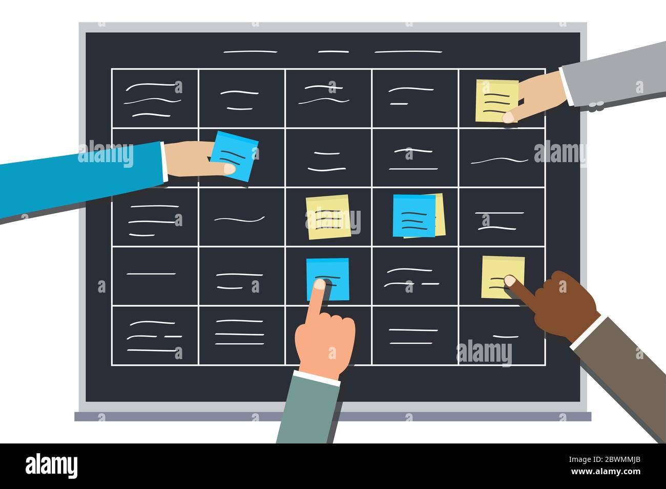 Development team planning iterations scrum methodology tasks on