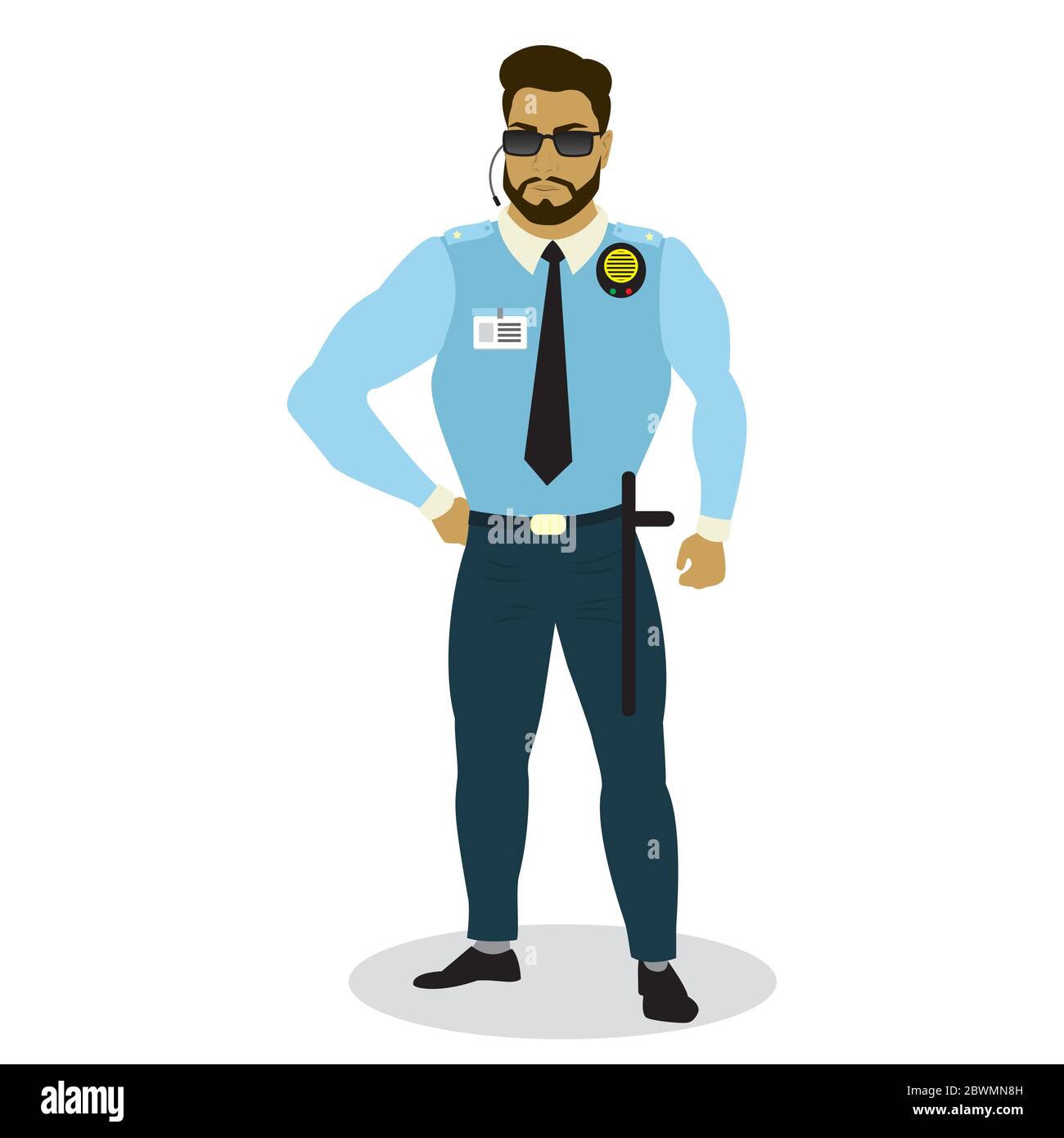 Security man,human character,isolated on white background,flat vector illustration Stock Vector