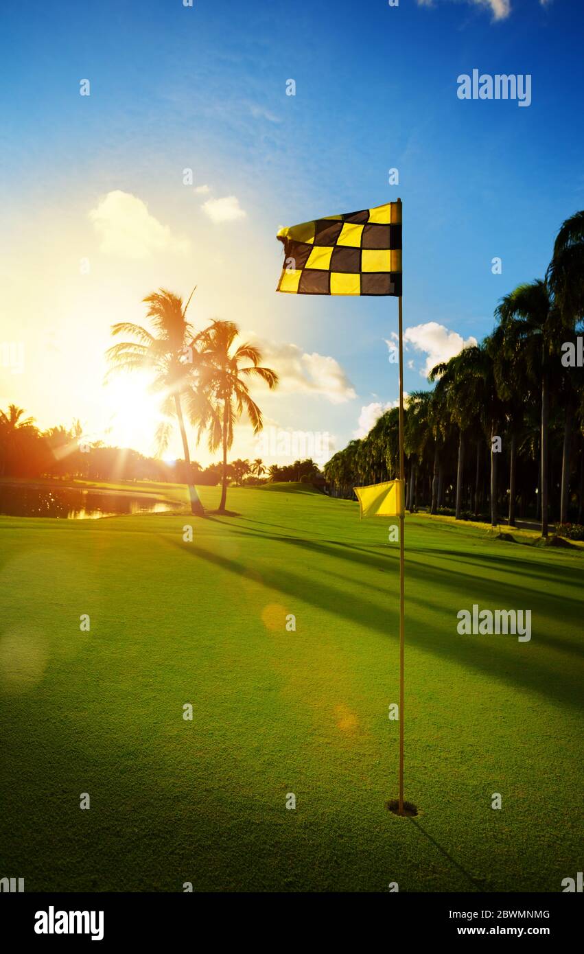 Golf course in the tropical countryside Stock Photo