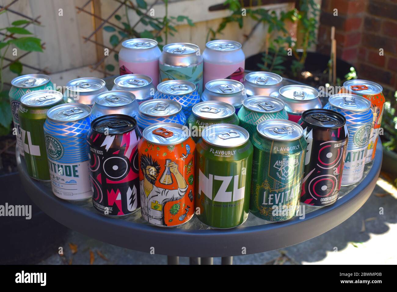 Canned craft beer became first choice cause it is lightweight chills quickly easy to carry features eye-catching imagery and is infinitely recyclable Stock Photo