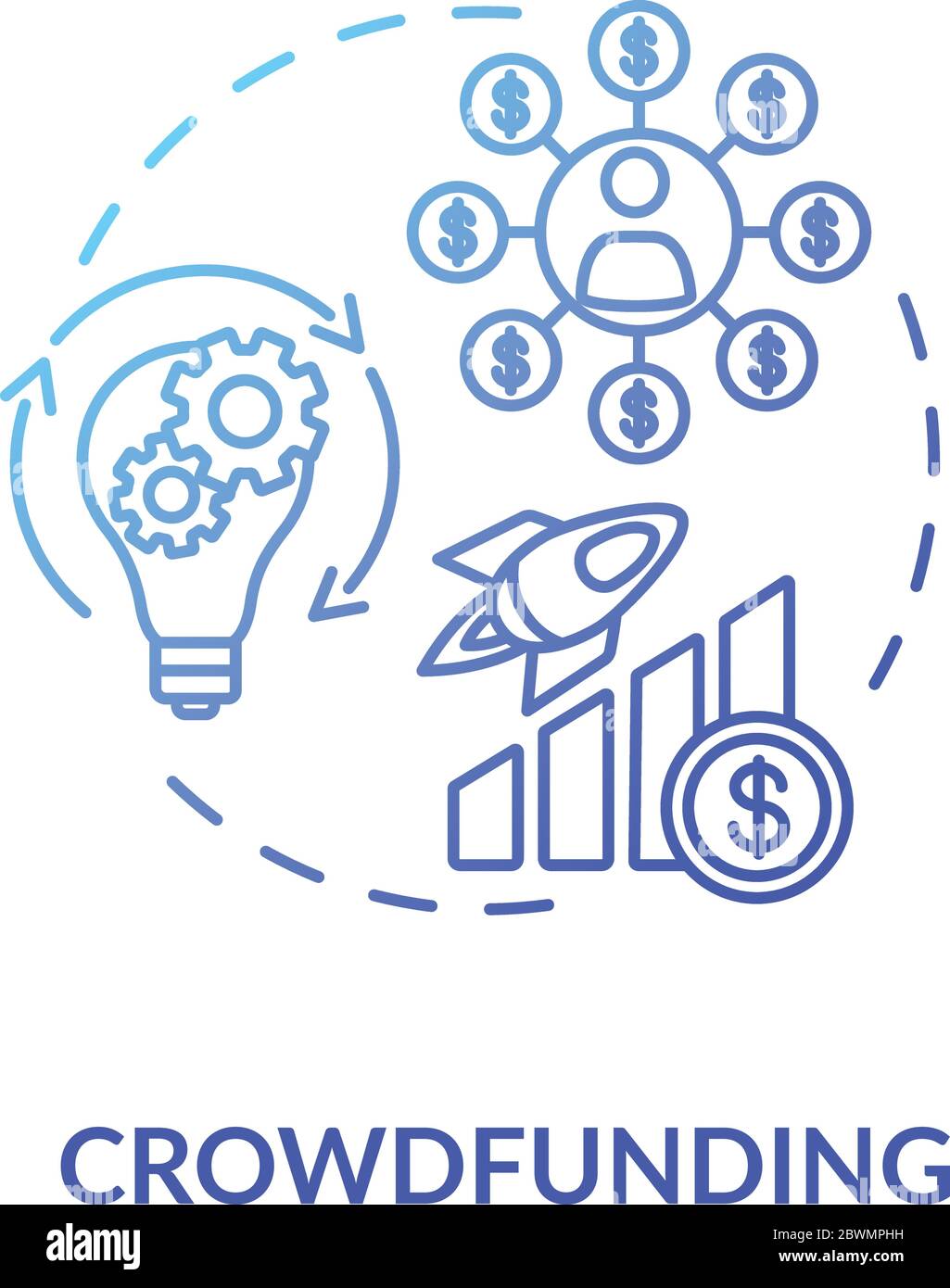 Crowdfunding blue gradient concept icon Stock Vector