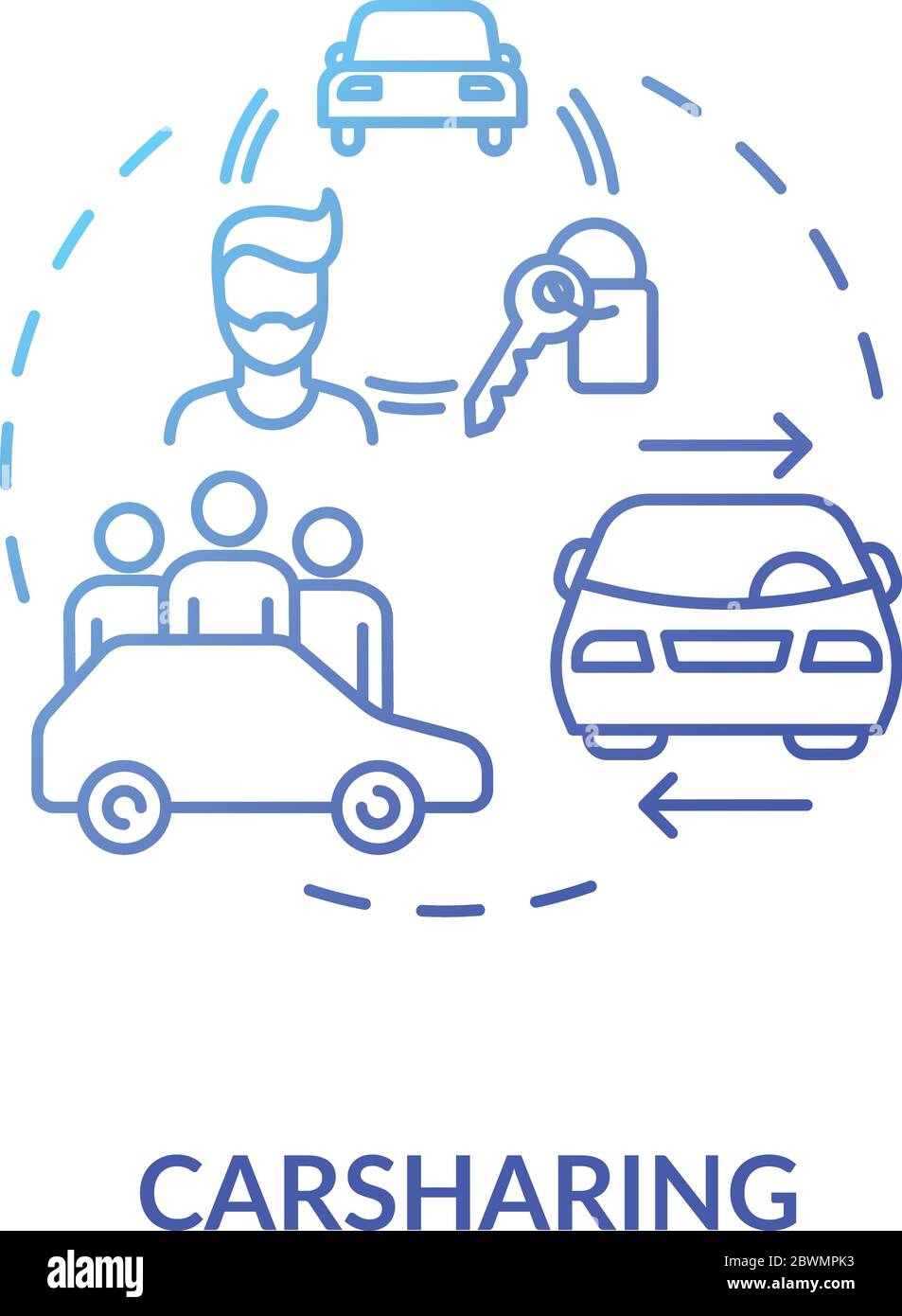 Car sharing blue gradient concept icon Stock Vector