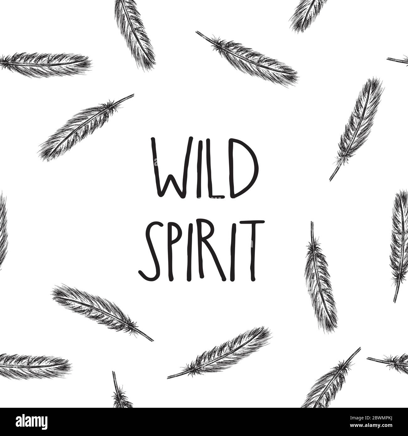 feather with inscription wild spirit. Vintage background. Hand drawn vector  illustration Stock Vector Image & Art - Alamy