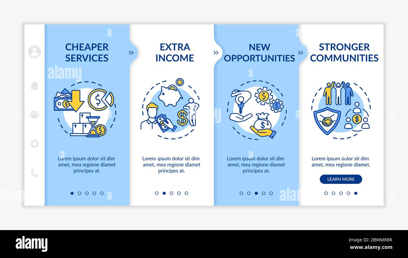 Sharing economy advantages onboarding vector template Stock Vector