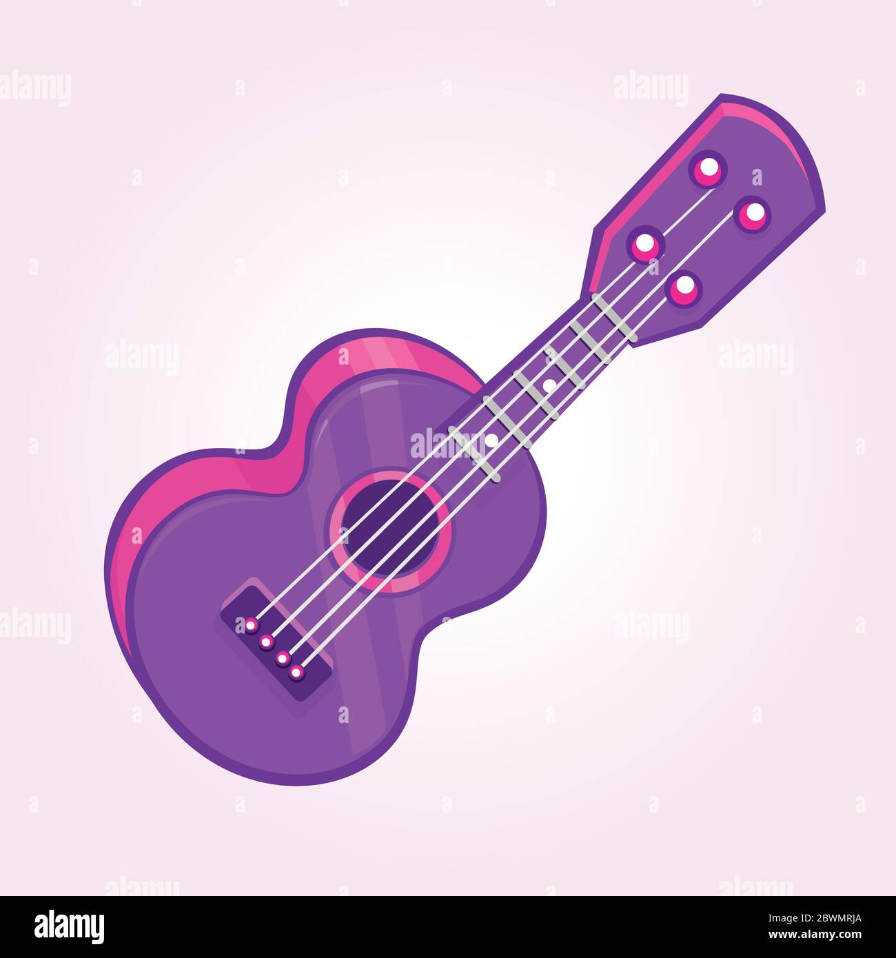 Cartoon ukulele illustration. Vector icon of ukulele isolated Stock