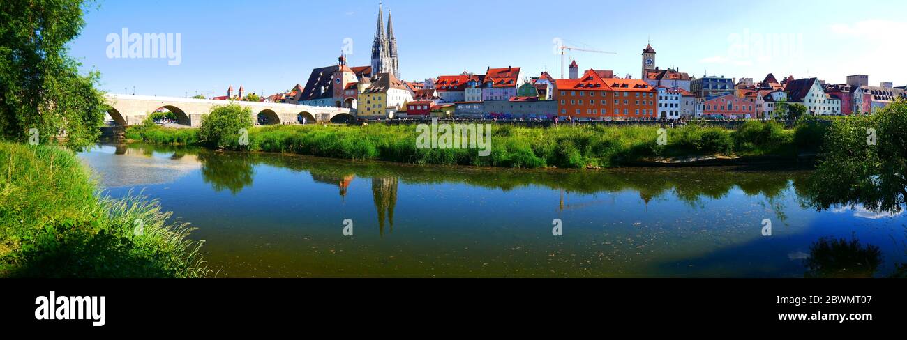 Regensburg, Germany: Panorama of the city's skyline Stock Photo
