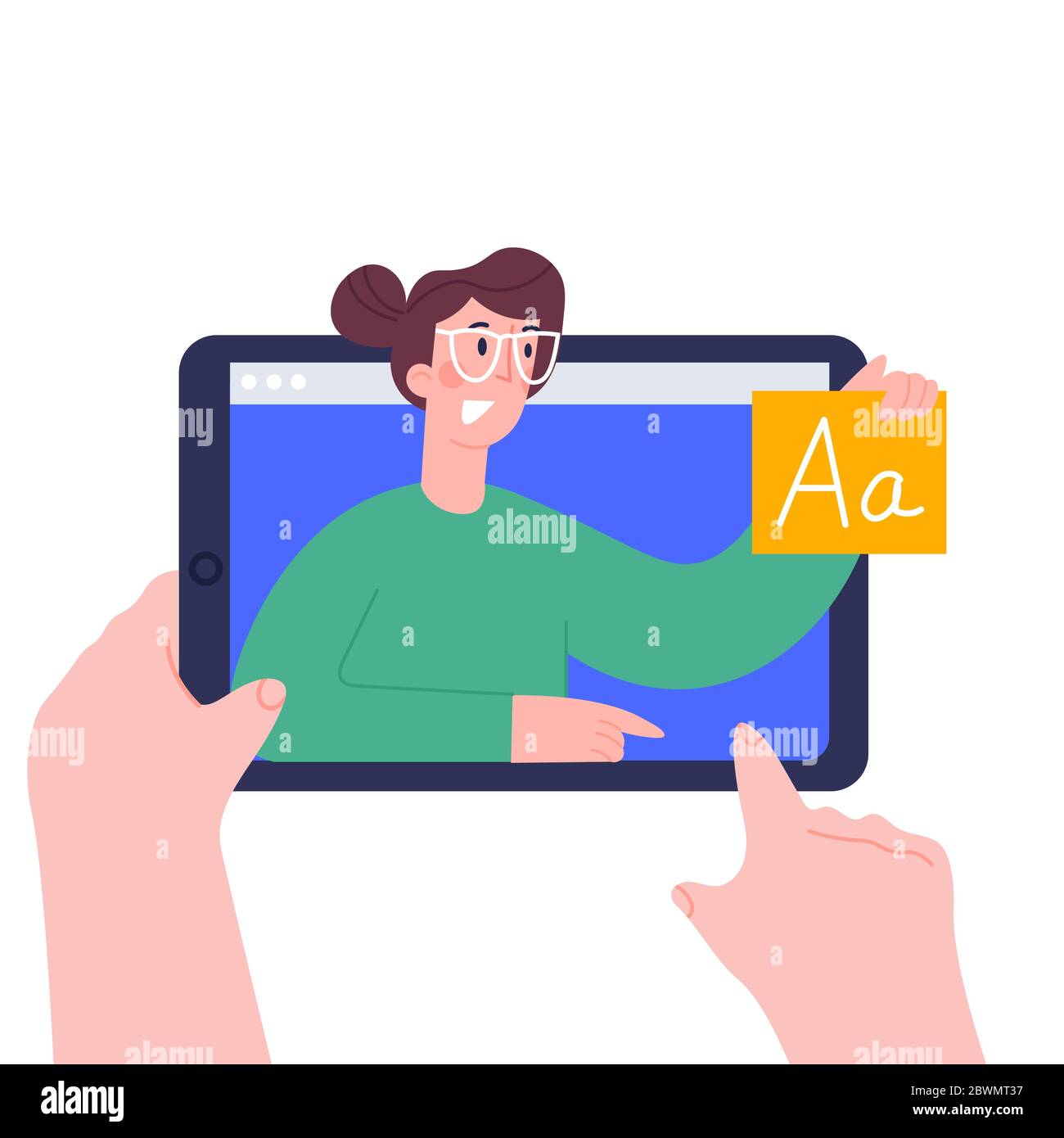 Using digital tablet pc for distance lessons, video course, web seminar,  internet class, personal teacher service.Online education for school and  Stock Vector Image \u0026 Art - Alamy, image size:1300x1390