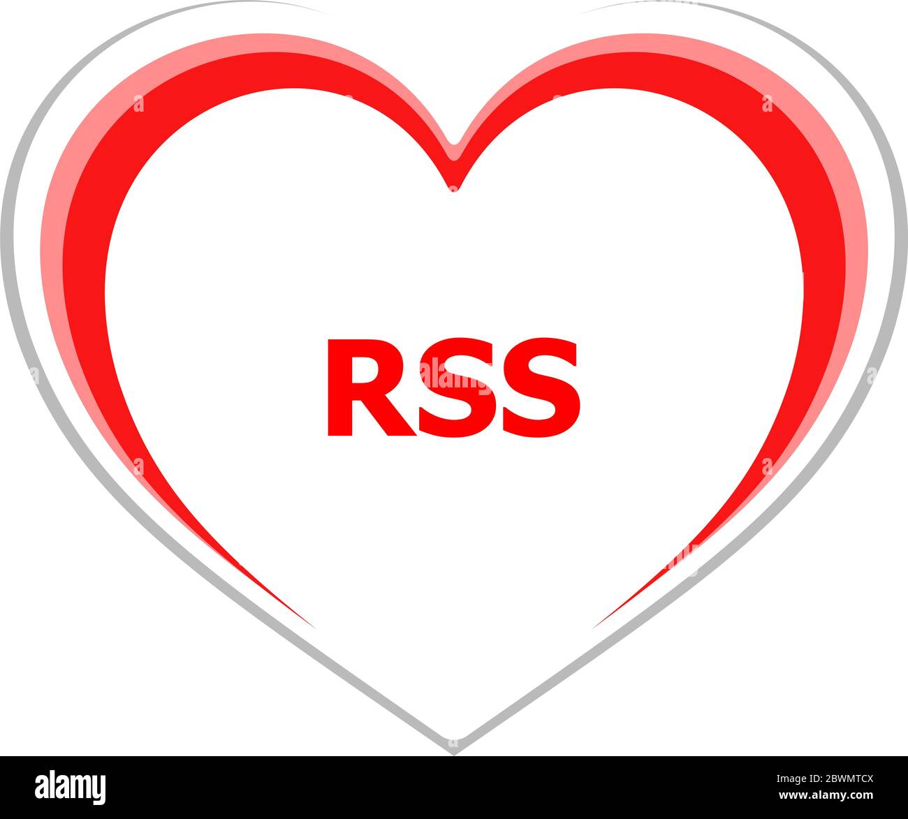 Text Rss. web design concept . Love heart icon button for web services and apps Stock Photo