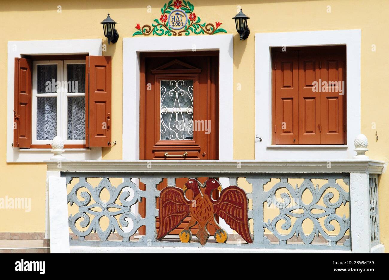 View of traditional house in Olympos village, Karpathos island, Greece, August 30 2008. Stock Photo