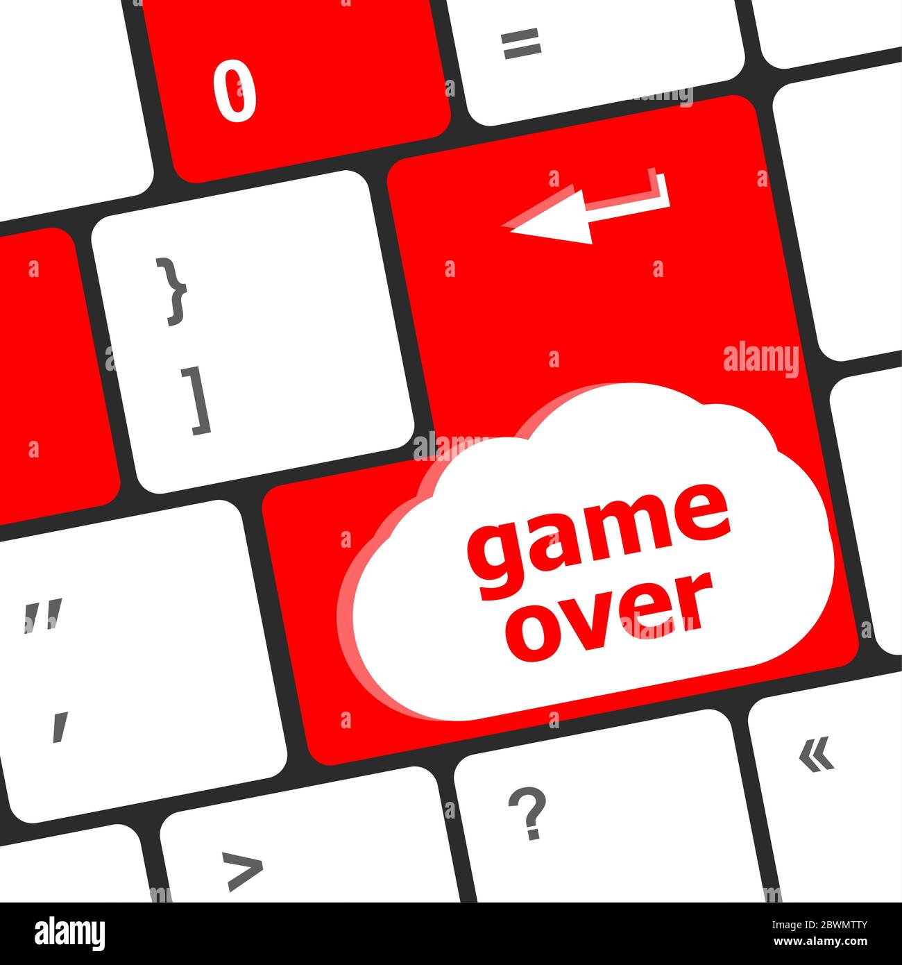 Computer keyboard with game over key - technology background Stock Photo