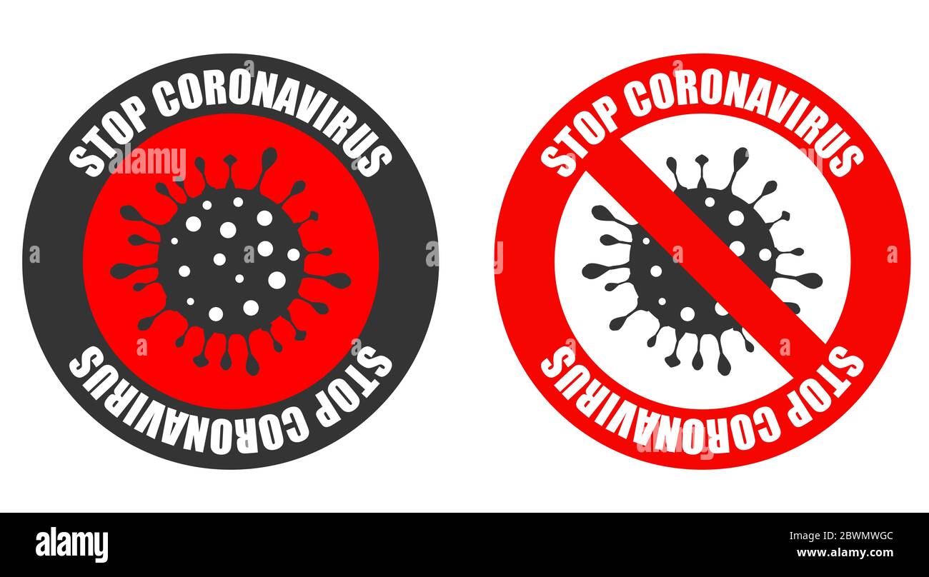2019-nCoV Novel coronavirus bacteria. Coronavirus icon set. Stop coronavirus. Dangerous coronavirus cell in Wuhan China. Isolated on white stop corona Stock Photo