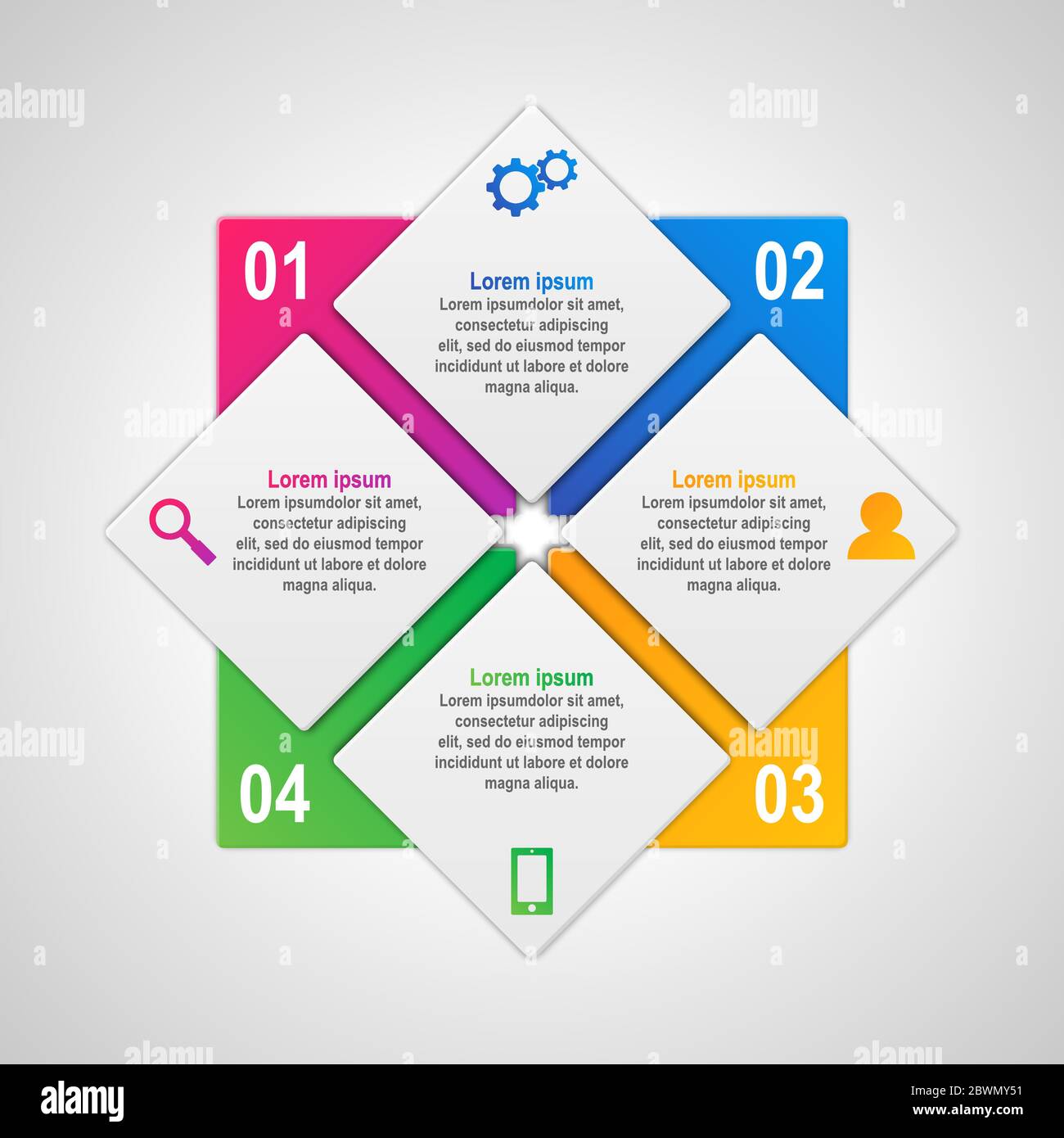Vector infographics template with four options in material design style ...