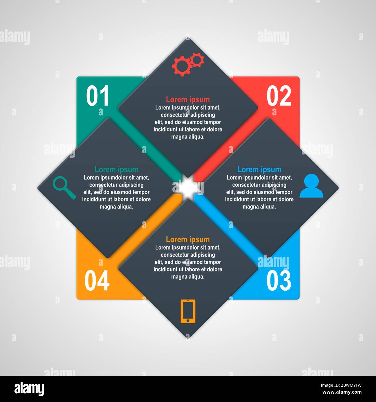 Vector infographics template with four options in material design style ...