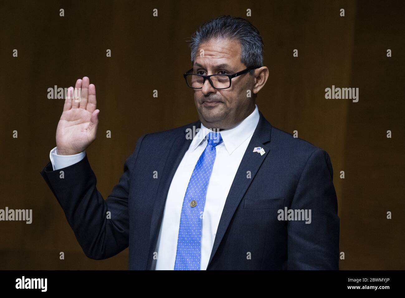 Washington, United States. 02nd June, 2020. Michael Carvajal, director of the Federal Bureau of Prisons, is sworn in during the Senate Judiciary Committee hearing titled 'Examining Best Practices for Incarceration and Detention During COVID-19,' in Dirksen Building in Washington, DC on Tuesday, June 2, 2020. Pool photo By Tom Williams/UPI Credit: UPI/Alamy Live News Stock Photo