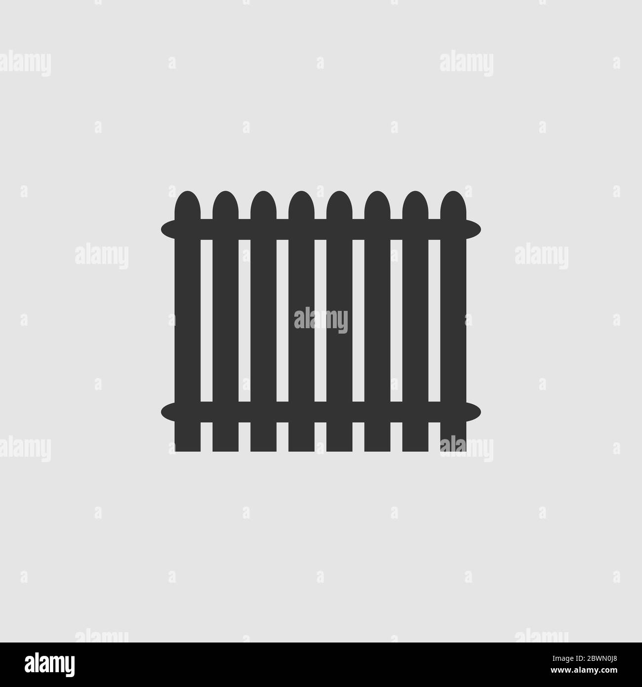 Fence icon flat. Black pictogram on grey background. Vector illustration symbol Stock Vector