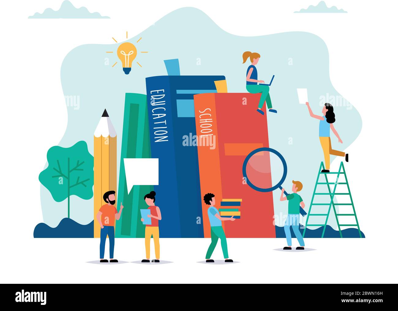 Education concept vector illustration in flat style. Online education ...