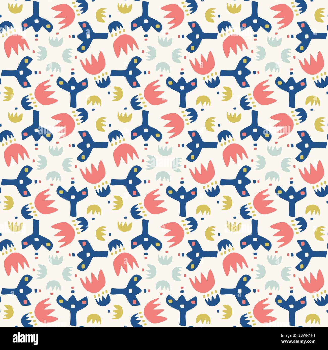 Abstract Cut Out Shapes, Vector Pattern Seamless Background, Hand Drawn ...