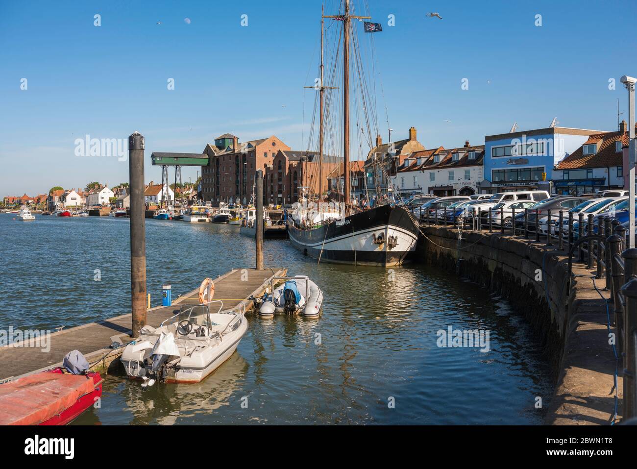 WellsnexttheSea Norfolk, view of the quay in the waterfront area of