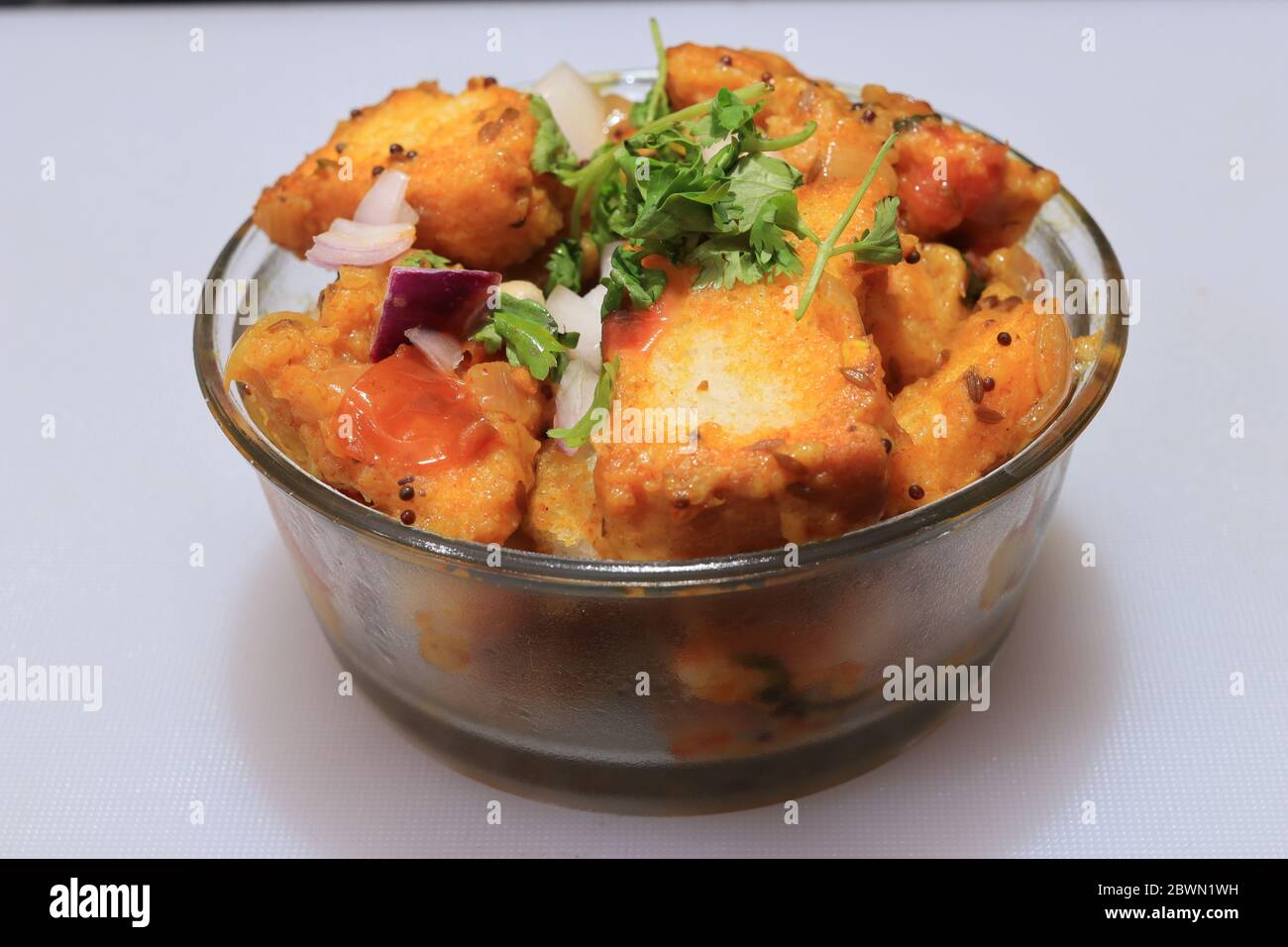 Sliced Bread upma isolated on Black background Stock Photo