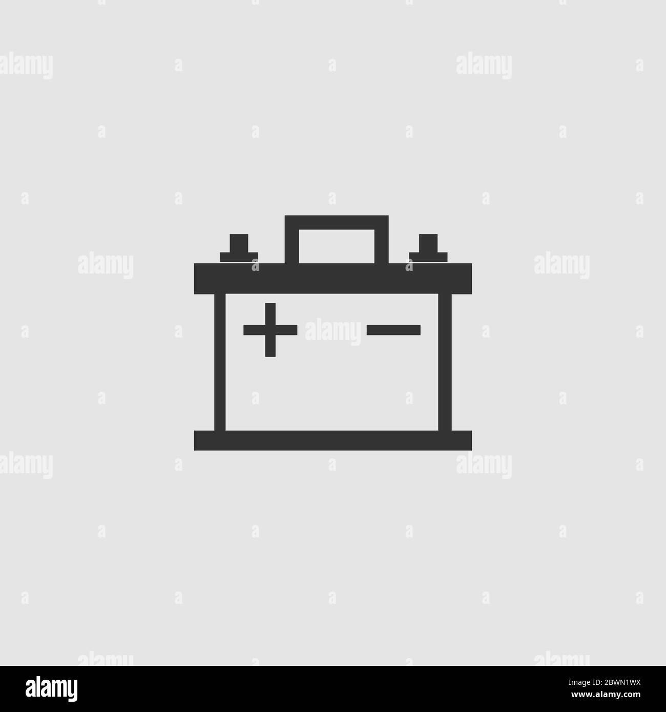 Car battery icon flat. Black pictogram on grey background. Vector