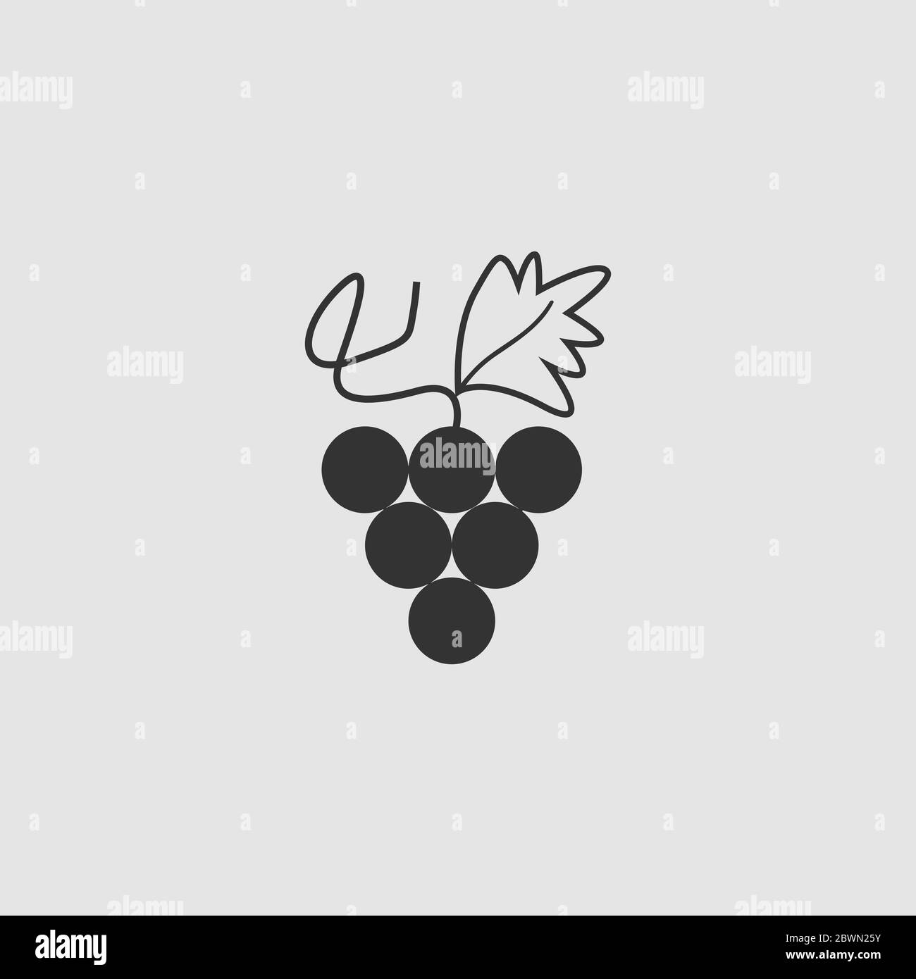 Grapes icon flat. Black pictogram on grey background. Vector ...